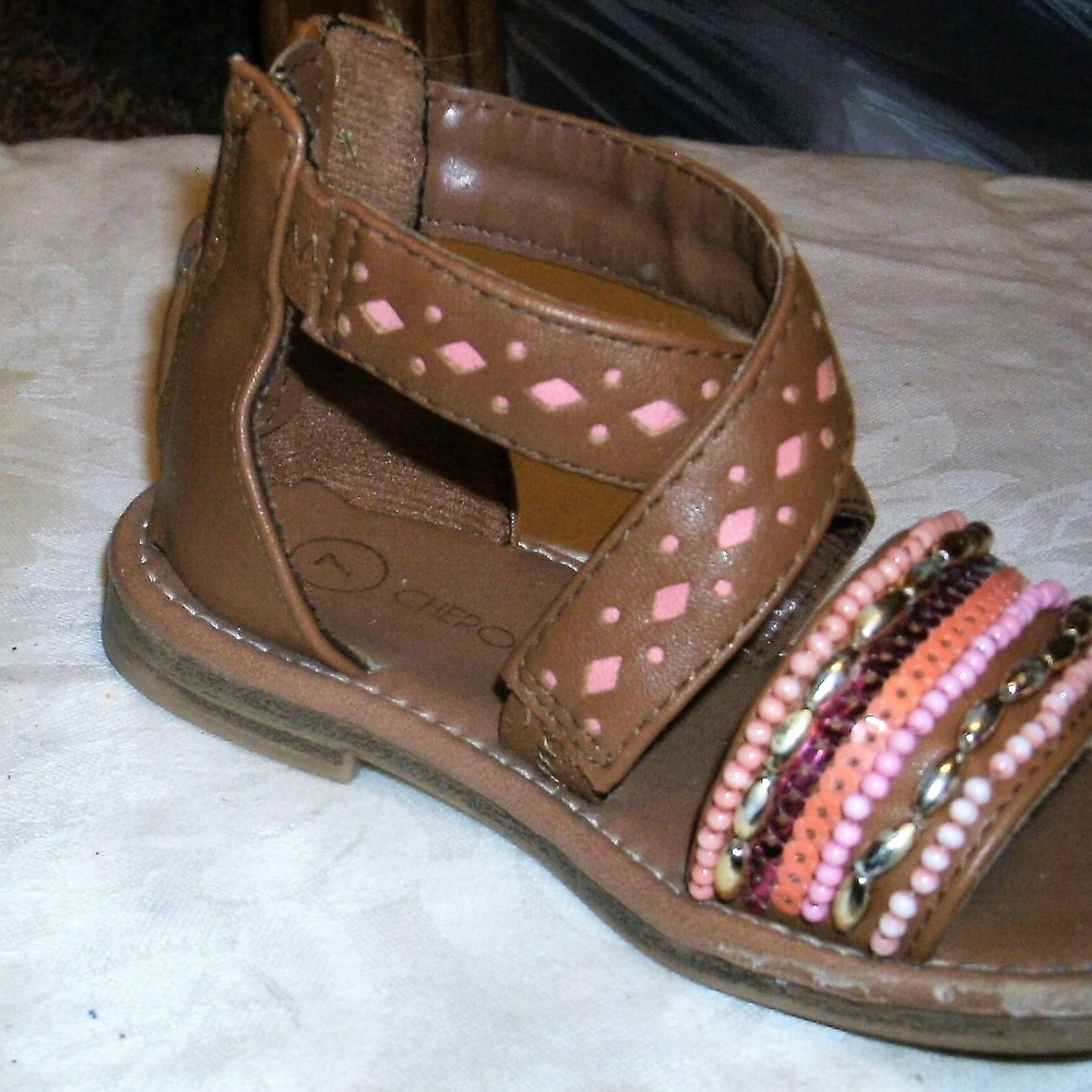 #364 Brown Beaded Gladiator Cherokee Sandals